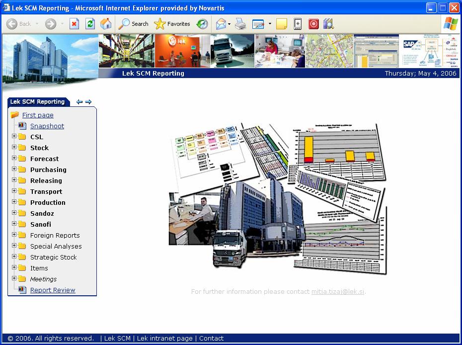 Slika 5.2-1: Videz vstopne strani spletnega arhiva Vsako poročilo ima strukturo, kot je prikazana na sliki 5.