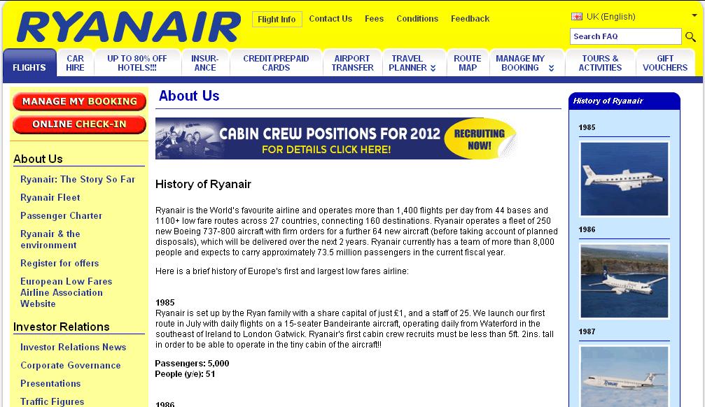 Appendix 29 Statements made on the Ryanair.com website, which are not backed by external sources.