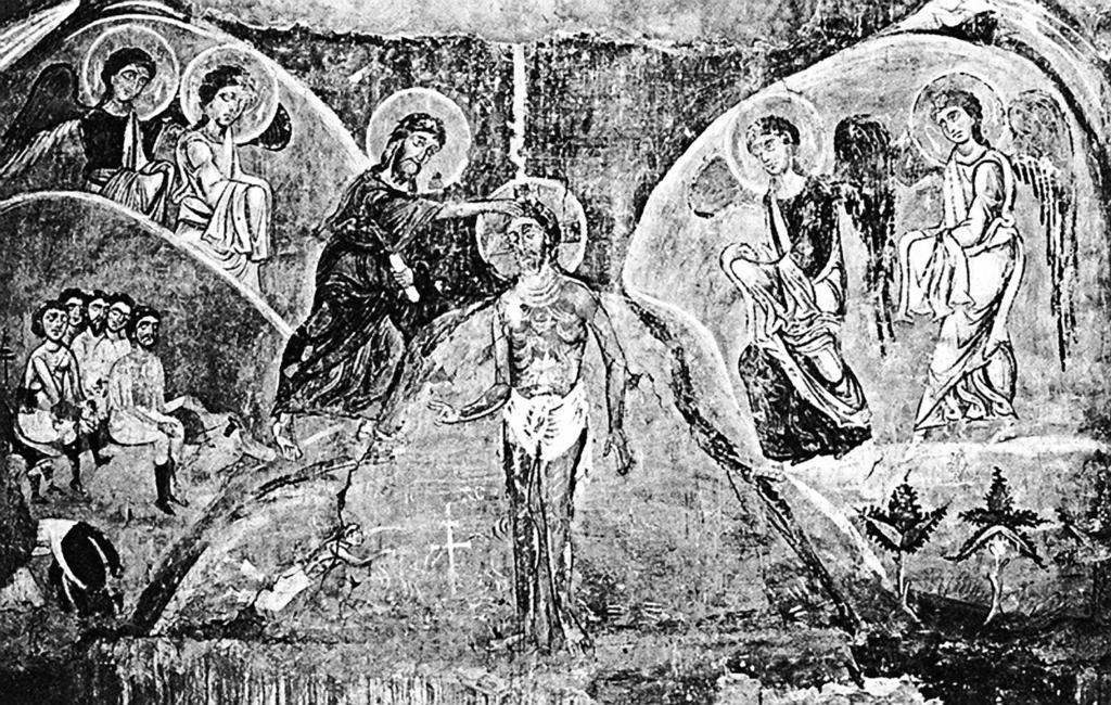 ОСВРТИ Слика 3: Крштење Христово, фреска у Цркви Христа Спаса у Нередици, Новгород, 1199. г.