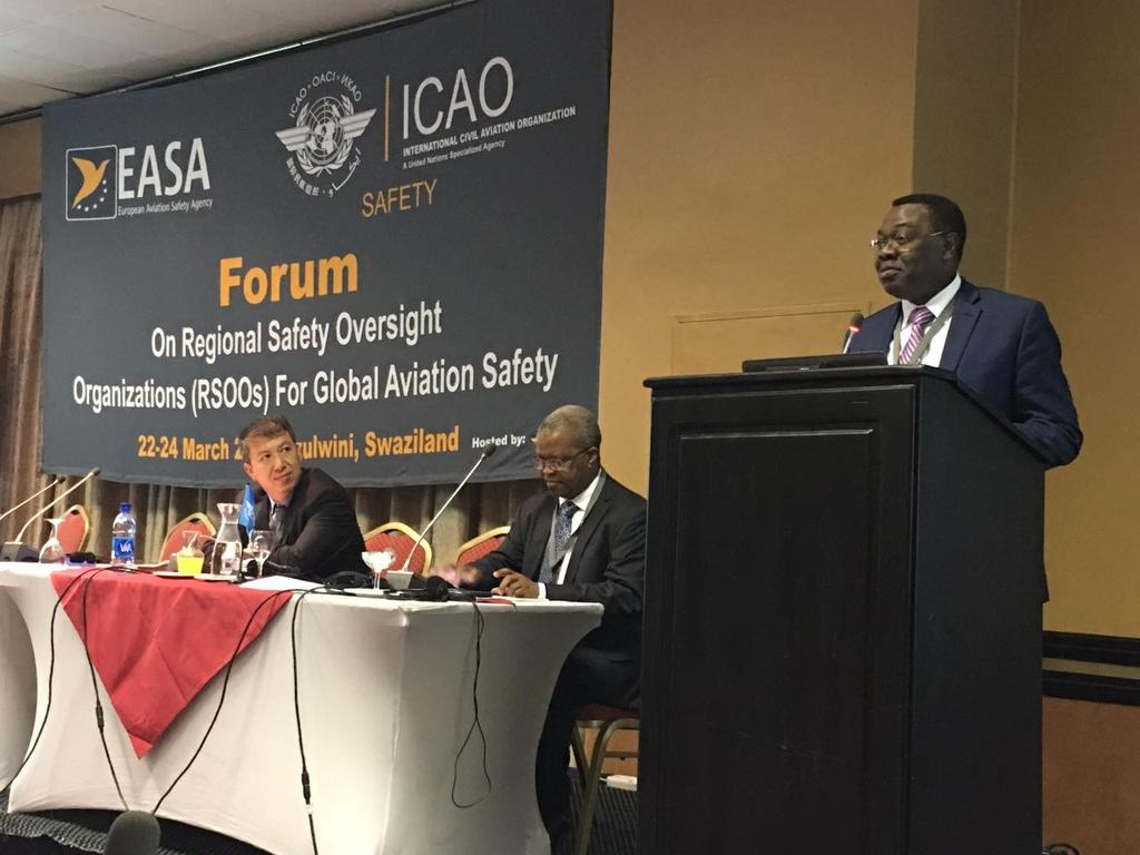 Forum on Regional Safety Oversight Organizations (RSOOs) for Global Aviation Safety, Mbabane, SWAZILAND 22-24 March 2017 The International Civil Aviation Organization (ICAO) and the European Aviation