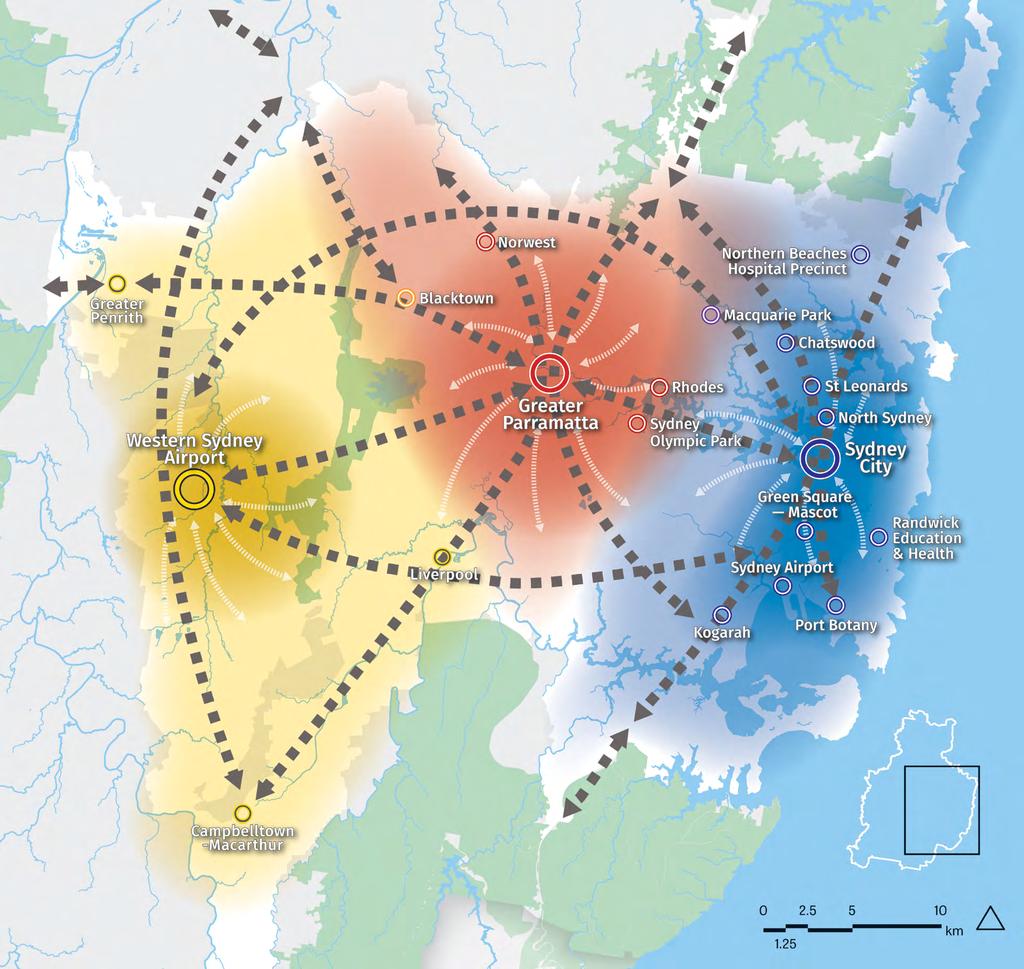 Significant transit connections existing and potential Transit connections enhanced for 30-minute access Western Parkland City The Western Sydney Airport will be the catalyst for an emerging