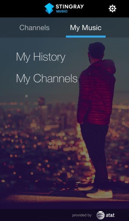 Stingray Music za mobilne uređaje Dva glavna menu-a*: Kanali (Channels) Striming muzički kanali klasifikovani po žanru. Svaki žanr je podmeni, idite na meni Kanali (Channels).