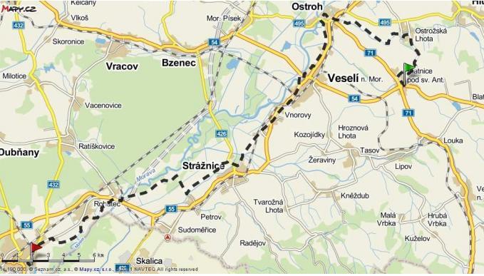 UTB ve Zlíně, Fakulta managementu a ekonomiky 78 Z Blatnice pod Sv. Antonínkem sa dostaneme do Hodonína cyklotrasou vyznačenou na mape 1, ktorá vedie úsekmi Ostroh, Stráţnice, cez Rohatec do Hodonína.