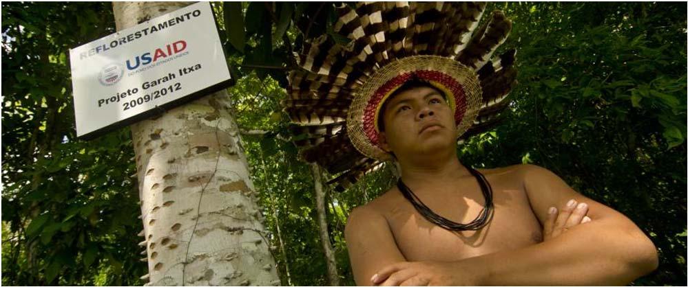 recuperate the Amazon forest Local community members regularly check and replace marker