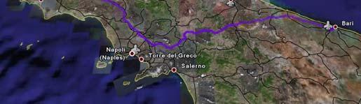 50 travel time: 3h 00min travel time: 1h 05min travel time: 4h 10min fare: 65 fare: 120 cost (incl. tolls): 52 Bari - Rome High Speed Trains Air Transport Car AV11 07.45 10.45 FL11 06.40 07.