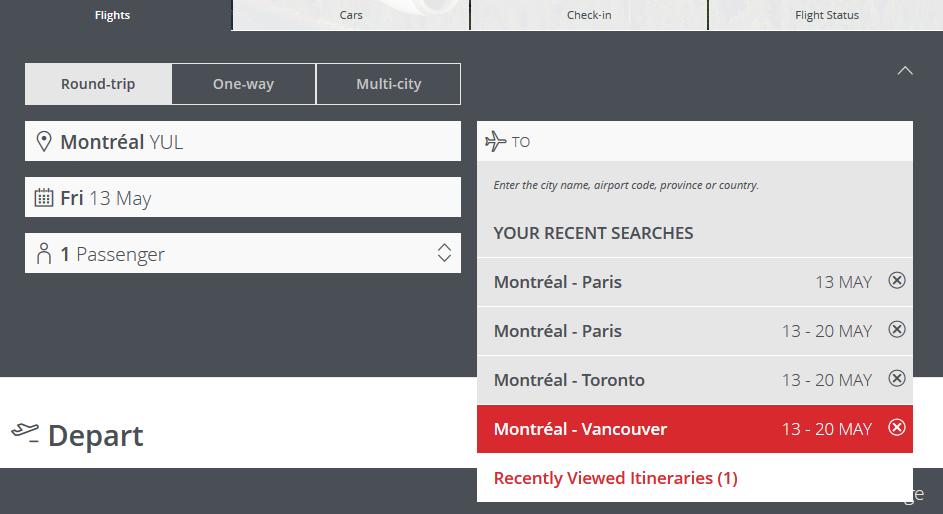 SAVE SEARCHED ITINERARIES - CONTINUED To