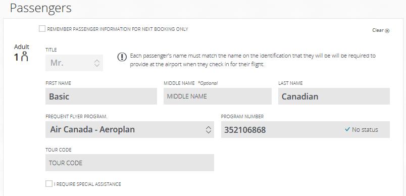 AEROPLAN VALIDATION On the Passengers page, view your customers tier status by: Entering your