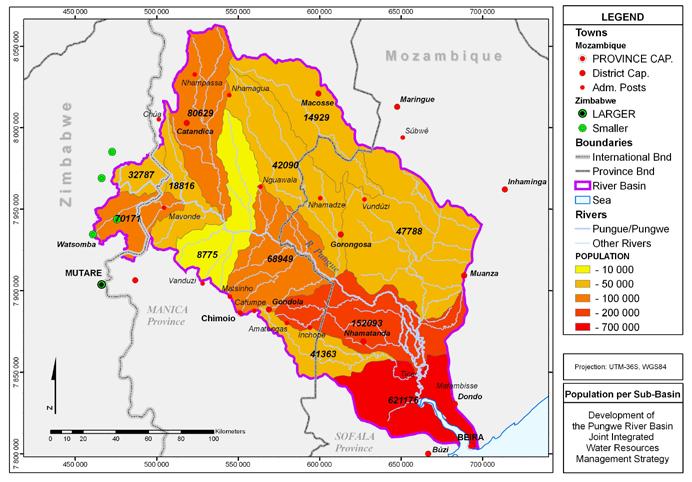 SOCIO-ECONOMIC CONDITIONS OF THE PUNGWE RIVER BASIN Settlements The Pungwe River is a shared watercourse between Zimbabwe and Mozambique.