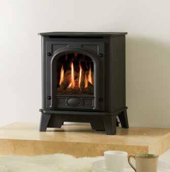 Gas Stockton Small Gas Stockton balanced flue with log-effect fire Using cast iron for the door and heavy gauge steel for the body, Gas Stockton stoves combine