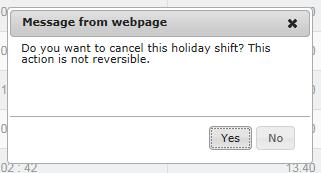 Please Note: Holiday bookings should only be cancelled via the Holiday Booking system.