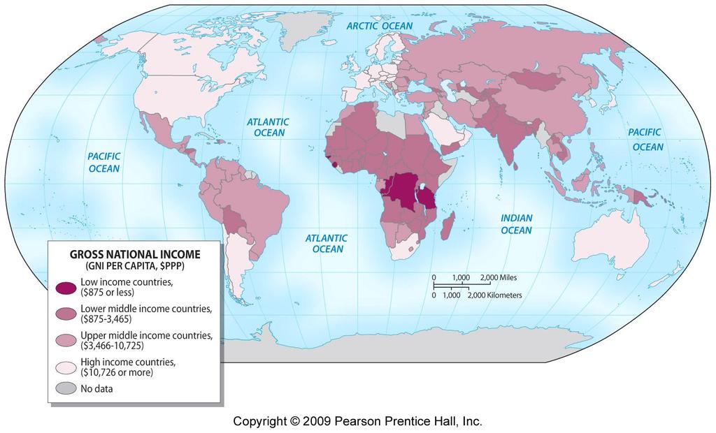 Map of world GNI per capita, $PPP.