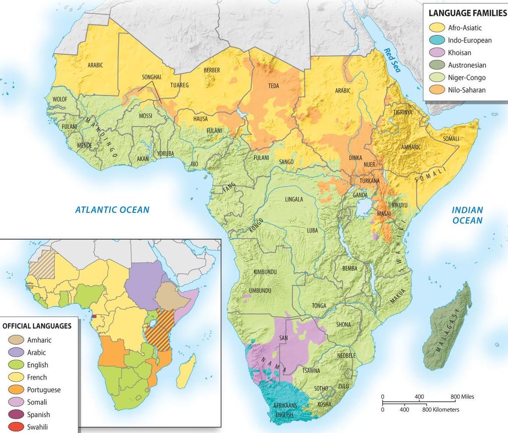 Language map of sub-saharan Africa.