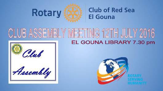 CLUB ASSEMBLY HANDOVER CEREMONY On Tuesday 12 th July, RC Red Sea El Gouna