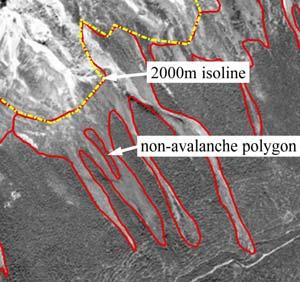 mountaintop polygons. These combination alpine/avalanche tract polygons are identified with the record A (alpine) under the non-productive data field.