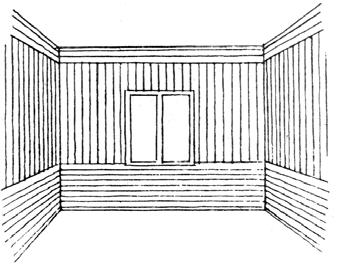 Jei lubos aukštos, sienos viršuje ir apačioje dailylentes tvirtinkite horizontaliai, viduryje sienos vertikaliai. Dailylentes galima tvirtinti įstrižai.