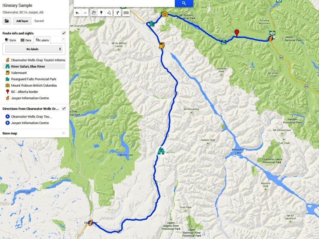 Map Clearwater to Jasper Link to this map https://www.google.com/maps/d/viewer?
