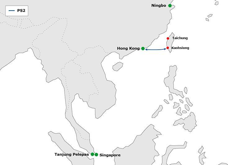 Taiwan Out Bound In Bound Port Preferred Transhipment Hub Mode ETD T/T ETA T/T Kaohsiung Hong Kong PS2/PNW/KME Tue 1 Mon 1 Ningbo Feeder Sat 1 Fri 3 Hong Kong Truck to