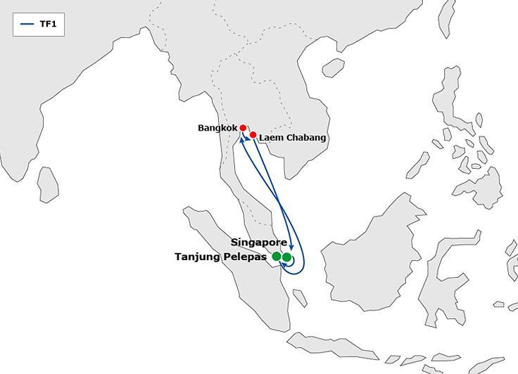 Thailand Out Bound In Bound Port *Preferred Transhipment Hub Mode ETD T/T ETA T/T Bangkok Tanjung Pelepas TF1 Fri