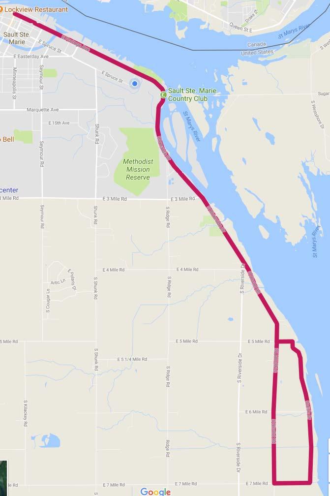 East Portage - Riverside - Nicolet - Scenic (15-20 miles, mostly flat) Proceed east on Portage Ave. Portage Ave becomes Riverside Drive at Mission Rd.