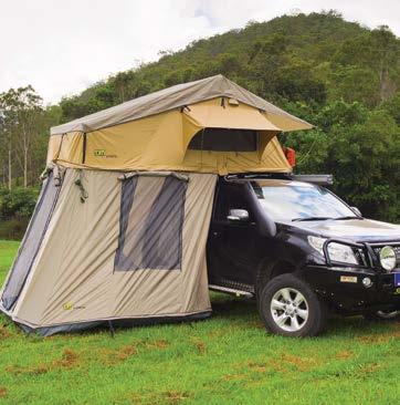 TJM ANNEXE Made from the same durable material as the roof top tent, the TJM annexe makes a welcome addition to any camping adventure and is available for both varieties of TJM roof top tents.
