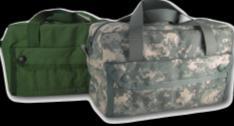 closure; six outer adjustable snap mag pouches; webbing-carrying handles; 2 large hook and loop fastened