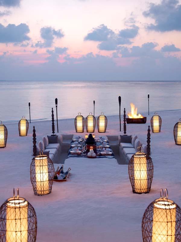 Dusit Thani Maldives beach pit dining