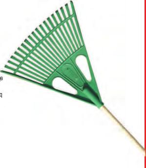 A rigid lawn rake manufactured from UV