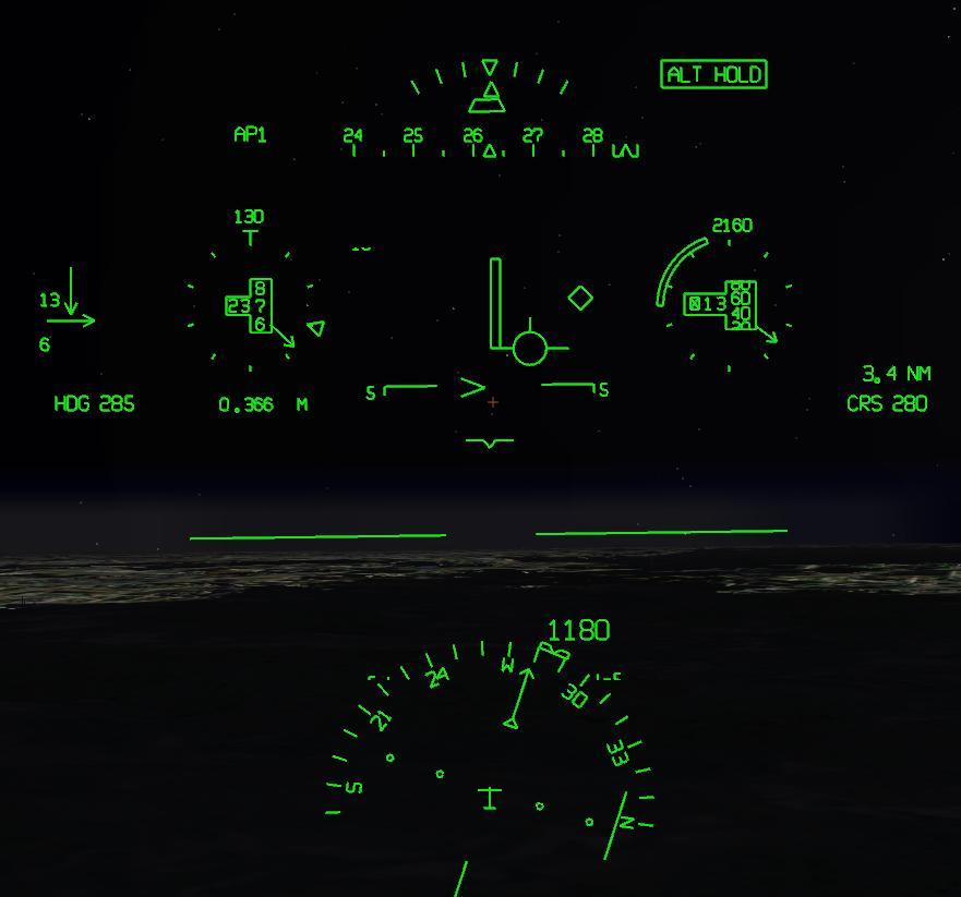 7.0 BizJet HUD Modes and Symbology Description As you will see, the BizJet HUD has some very obvious differences from the AirTransport HUD.