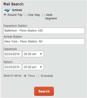 How do I book Amtrak in Concur?