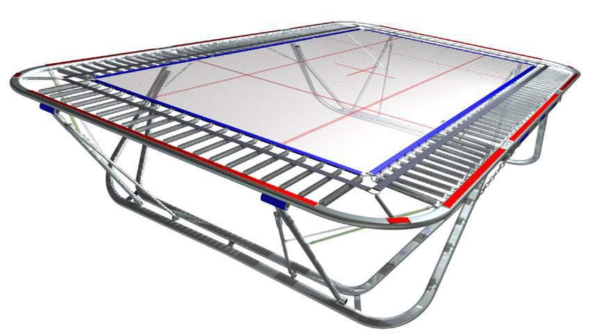 3. Assembly instructions for coverall frame pads Set up the trampoline. Hook in springs, black belt and jumping bed.