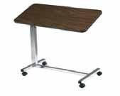 Chrome-plated steel "H" base provides security and stability. 15" x 30" table top is locked securely when height adjustment handle is released. Table top can be raised with slightest upward pressure.