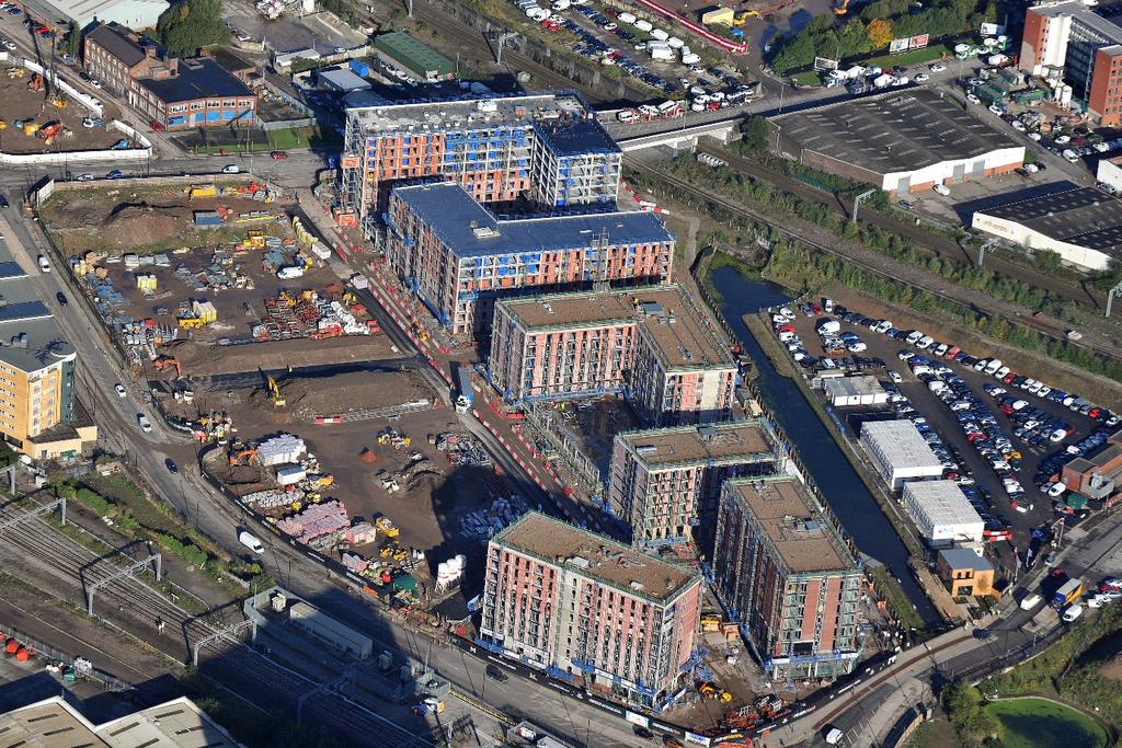 Phase 1, with 571 residential apartments, of the Middlewood Locks, a predominantly residential mixed-use development in Manchester, UK, that will provide 2,215 new homes and 750,000 square feet of