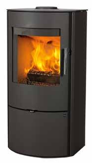 The wood is easy to fit into the large combustion chamber which contains over 34 cm logs in the deep cast iron bottom.