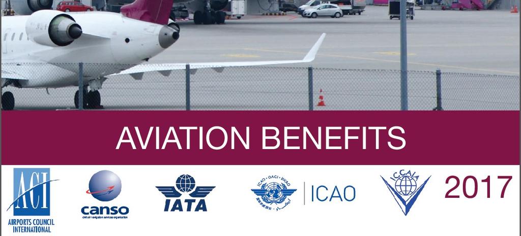 Aviation Benefits - Industry High Level Group Report ICAO collaborated with four industry organizations: ACI, CANSO, IATA and ICCAIA, to develop the Aviation Benefits- IHLG report providing a