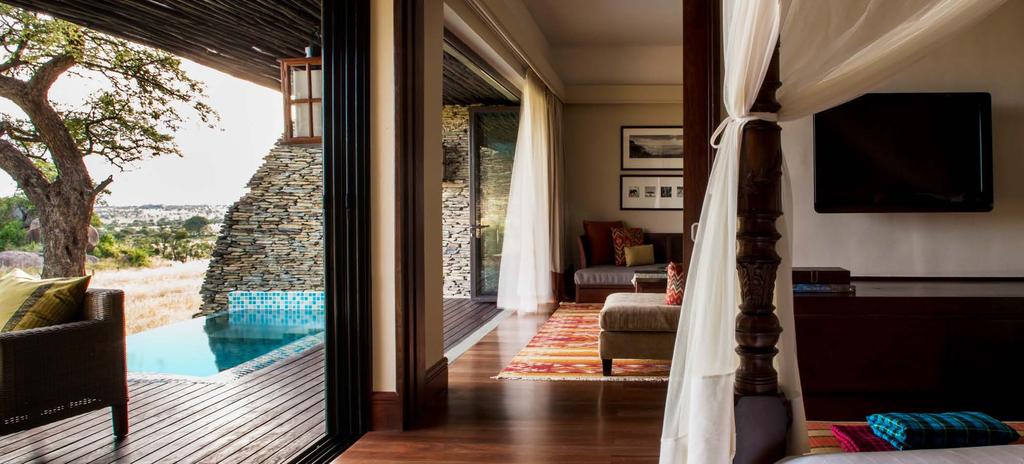 All with private, open-air viewing decks, our 77 guest rooms, suites and villas blend authentic African