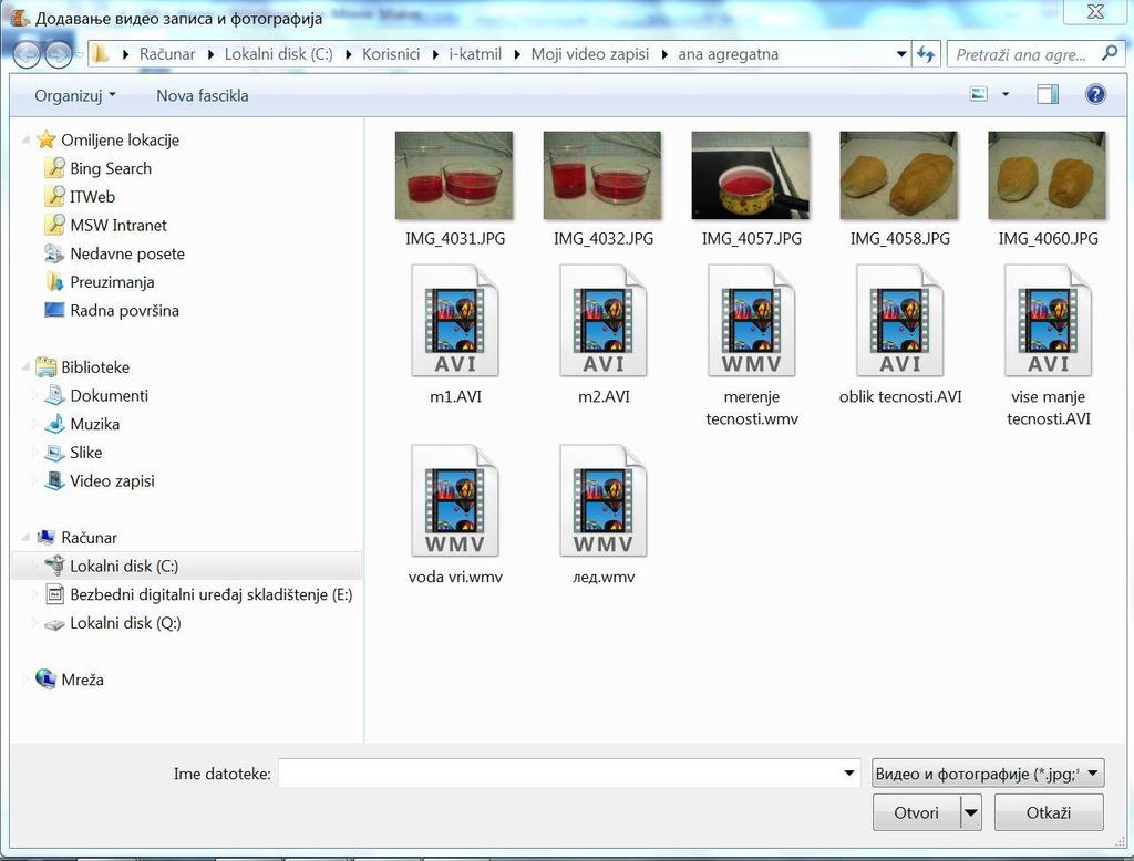 Dodajte video i fotografije Kada dodajete svoje fotografije i video u Windows Live Movie Maker, imate nekoliko načina da to uradite.