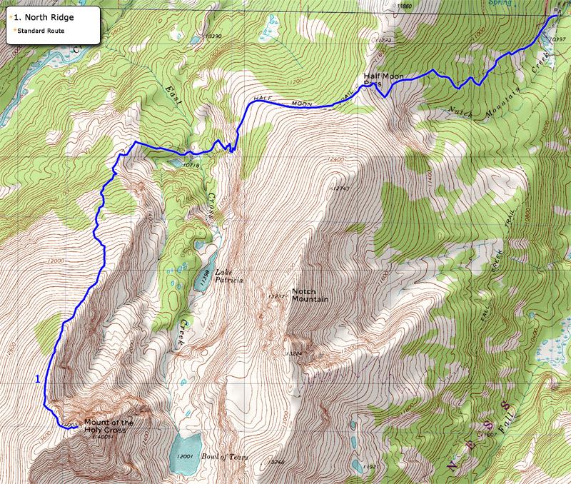 Notes: When descending the North Ridge below tree line, be sure to follow the same trail back down to East Cross Creek.