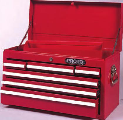 STANDARD-DUTY CHESTS TOOL BOXES 44102 10 DRAWER DROP-FRONT TOP CHEST 6,265 cubic inch capacity. Full closing drop front cover. Includes tote tray. 44102 No.