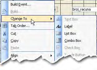 Slika 3-7 promjena tekstualnog okvira u kombinirani okvir (combo box) [17]