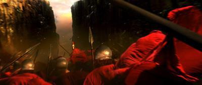 A Small Spartan force of about 300 men commanded by King Leonidas, guarded the mountain pass of Thermopylae.