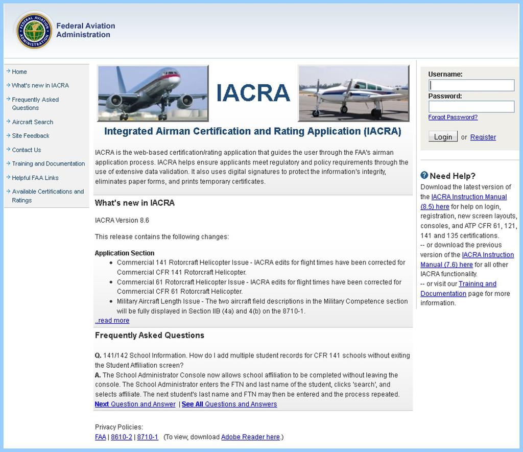 Page 5 of 9 D. Integrated Airman Certification and/or Rating Application (IACRA) 1. Purpose of IACRA a.
