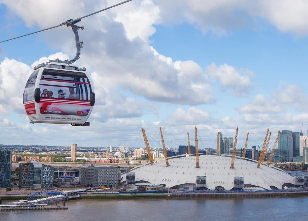 Emirates Air Line cable car A unique way to see the city from heights of almost 100m above the Thames. Only 15 minutes from central London. Book online for advanced tickets.