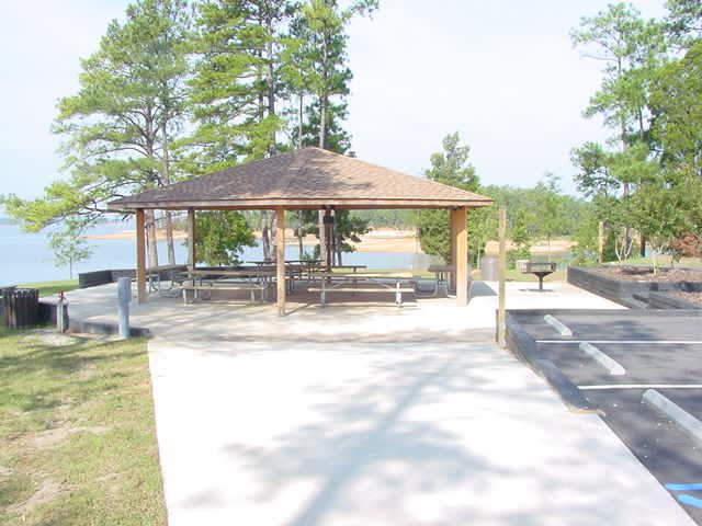 Photo P-1. Plaza approach for picnic shelter placement. Rockland Recreation Area, Old Hickory Lake, TN.