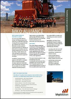 Owner operation transition Mount Keith Mining Alliance commenced in March 2003 Strategic decision transition to owner operation Modelled on Leinster