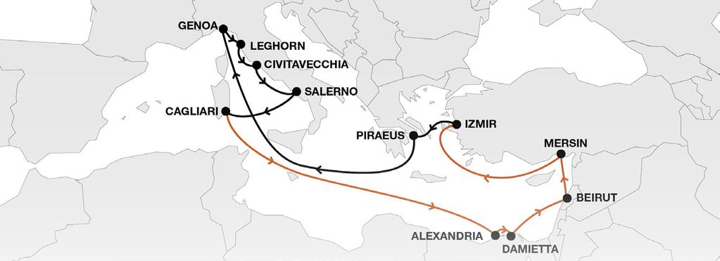 Mediterranean Short Sea LEX Levante Express Key Service Strengths Weekly direct service Connectivity to HL global network via Egypt and Piraeus especially dedicated to Eastern