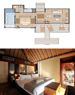 Bed Configuration: 1 king bed + 1 sofa bed More Info: Interior of Bungalow 37m² + Terrace 16.