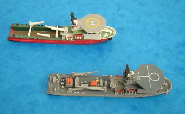 Also released were various RN warships of the 1950s/60s as follows: HMSs Salisbury (Type 61), Leopard (Type 41), Hardy (Type 14), Rocket (Type 15), Troubridge (Type 15, mod), Cavalier (mod), and