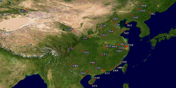 Figure 6: Map of China s busiest airports (Source: Great Circle Mapper) 3.