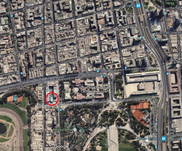 Enrique D Etigny Auditorium (red circle) y sourrounding How to get there: METRO: The venue is 700-800 meters from the Metro stations Line L2 -Orange (see Metro map at the end of the document, and