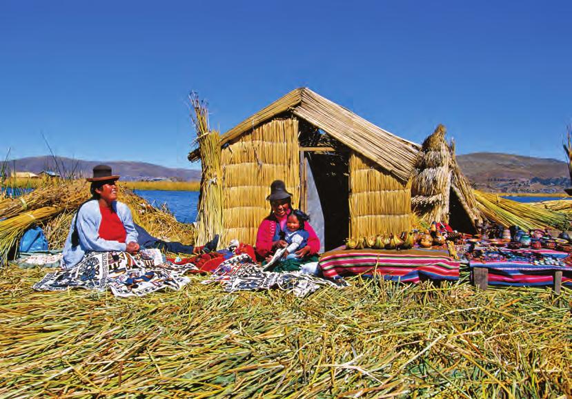 Uros Islands residents on Lake Titicaca World Heritage site. Mid-afternoon we return to Aguas Calientes and our hotel, with time at leisure before dinner together tonight.